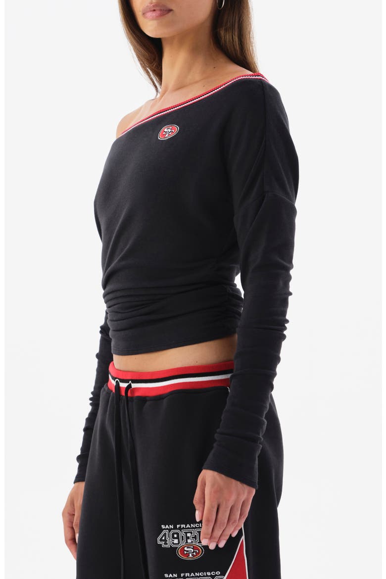 Off the Shouldered Long Sleeve Top, Alternate, color, BLACK