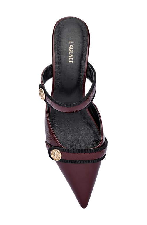 L'agence Gilliane Ii Mary Jane Pointed Toe Kitten Heel Mule In Burgundy