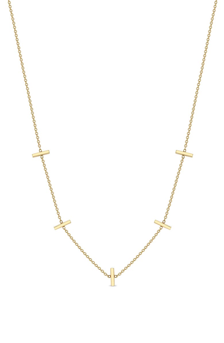 Zoë Chicco 14K Yellow Gold Bar Station Necklace, Main, color, 