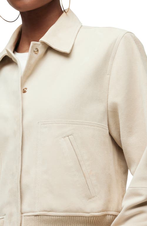 Hudson Jeans Suede Bomber Jacket In White