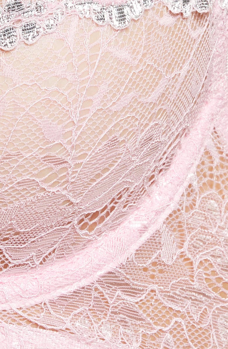 Coquette Underwire Lace Bra & Thong Set, Alternate, color, Pink