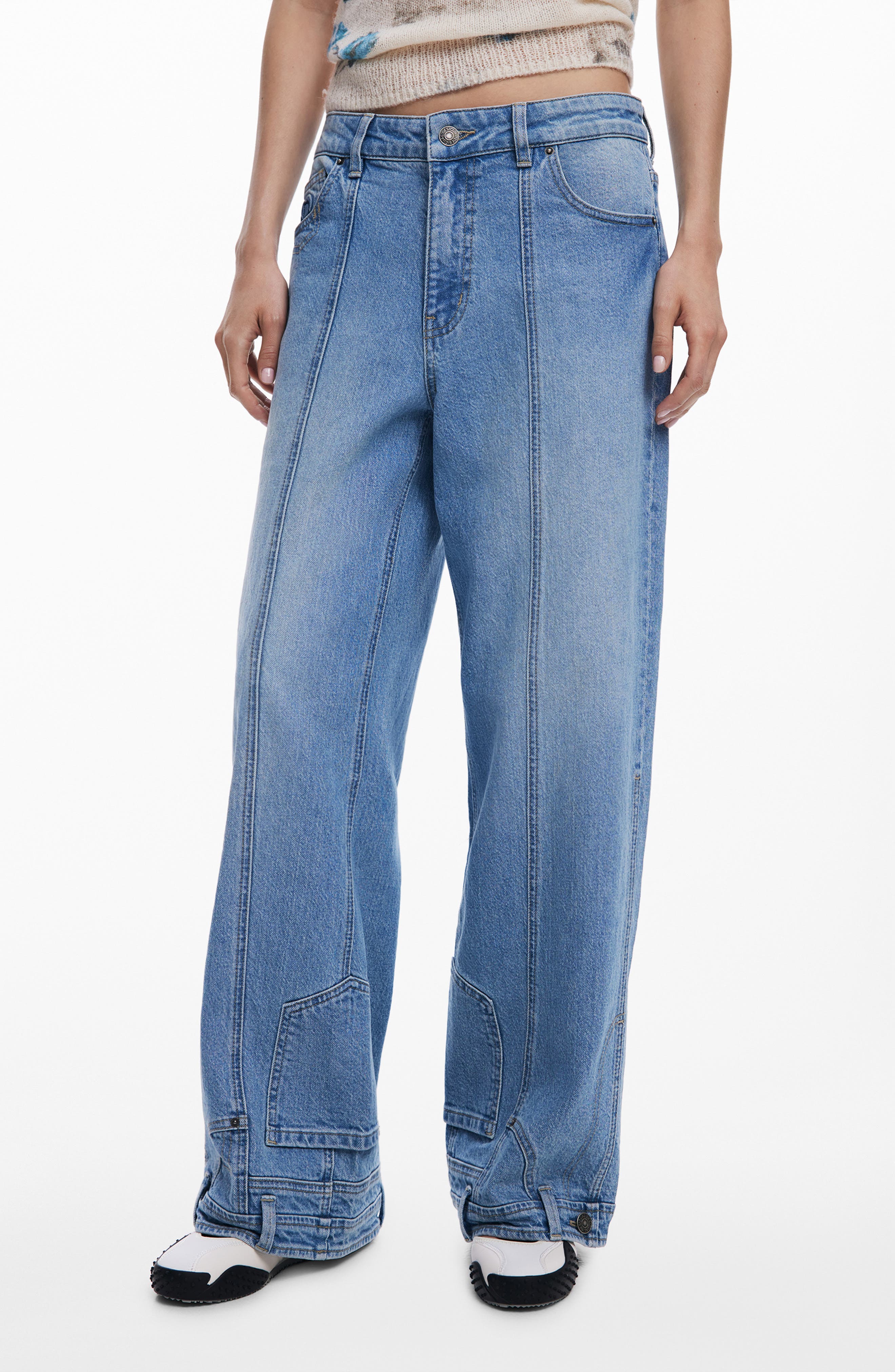 Desigual Front Seam Wide Leg Jeans