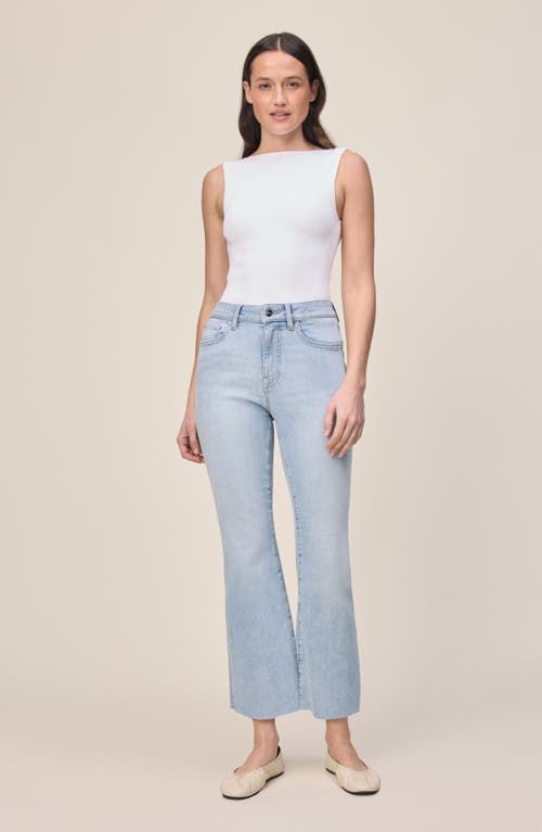 Warp & Weft Warp+weft Psp Raw Hem High Waist Crop Bootcut Jeans In Blue
