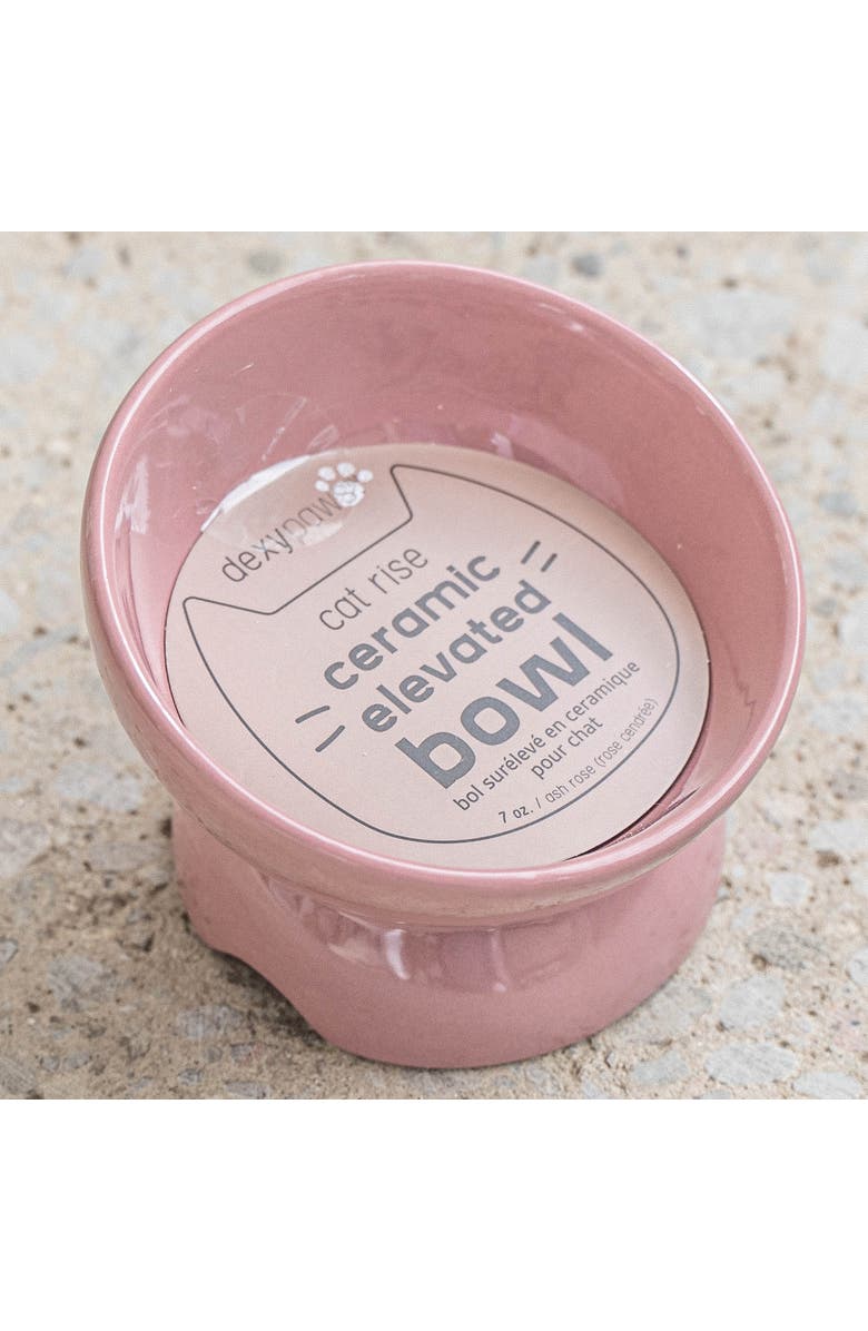 Dexypaws Elevated Ceramic Bowl For Cats 7oz Capacity, Alternate, color, Pink