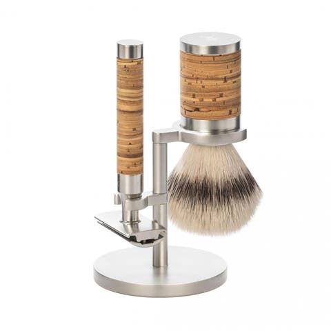 Rocca Birch Bark and Stainless Steel 3-Piece Silvertip Fiber & Safety Razor Shaving Set