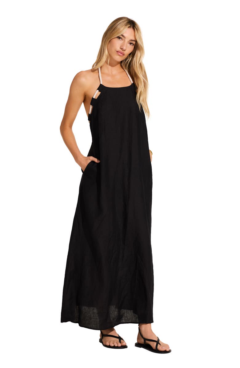 Vitamin A<sup>®</sup> Avery Cover-Up Halter Dress, Alternate, color, Black