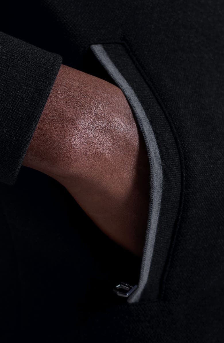 Bugatchi Piqué zip-Up Hoodie, Alternate, color, Black