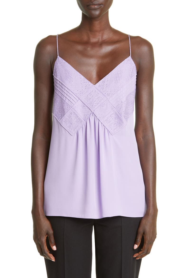 Boheme Embroidered Silk Camisole, Main, color, WISTERIA