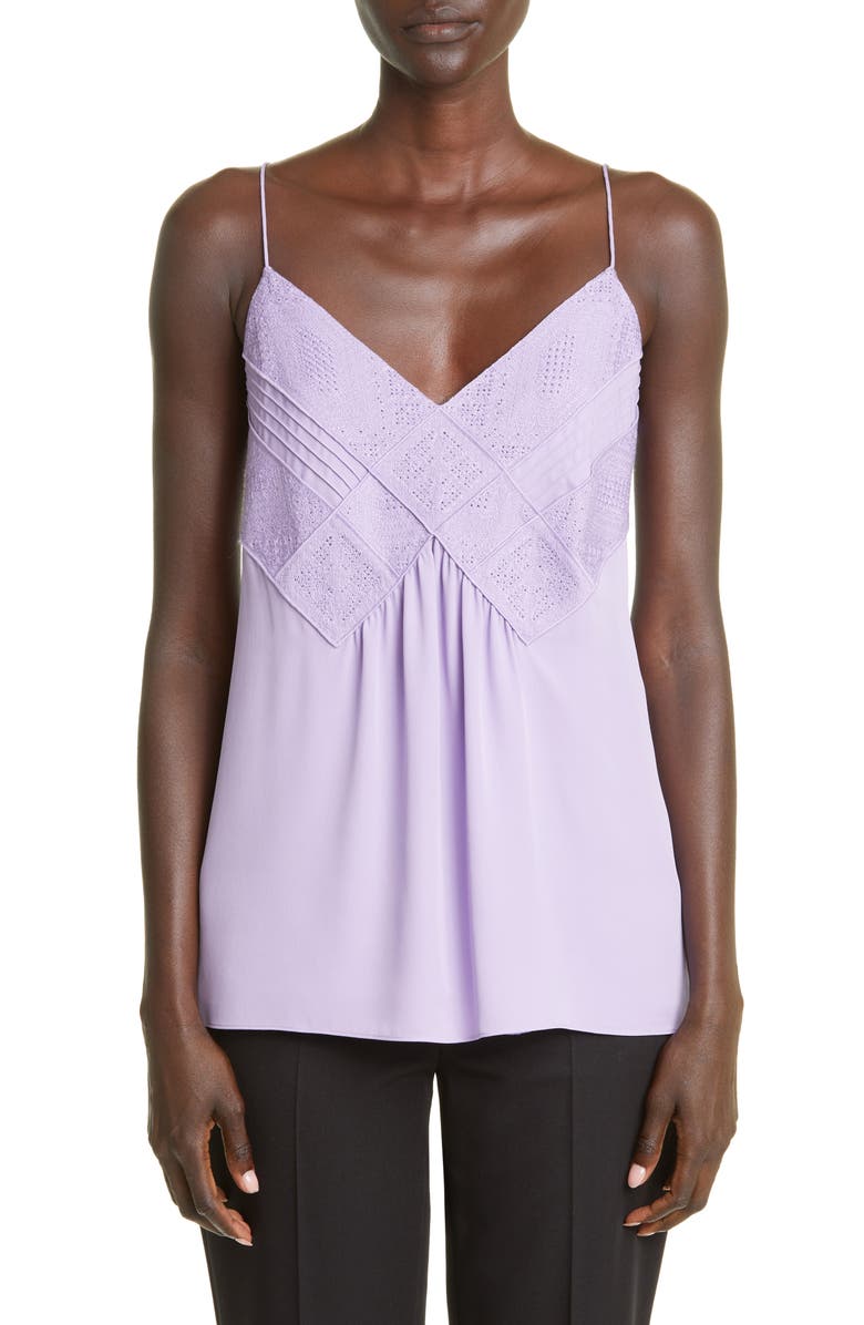 Lafayette 148 New York Boheme Embroidered Silk Camisole, Main, color,