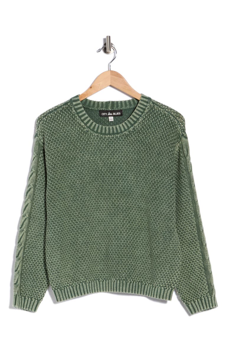 Acid Wash Cotton Sweater, Alternate, color, OLIVE