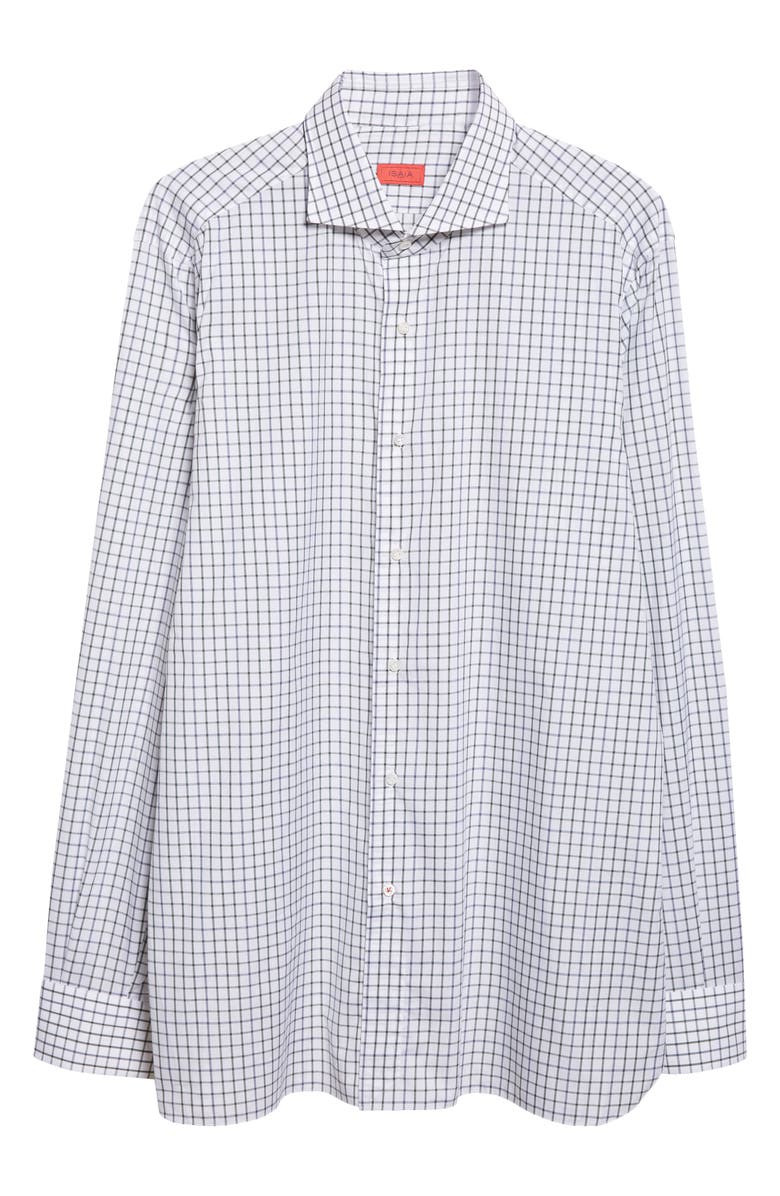 ISAIA Tattersall Linen Button-Up Shirt, Main, color, White