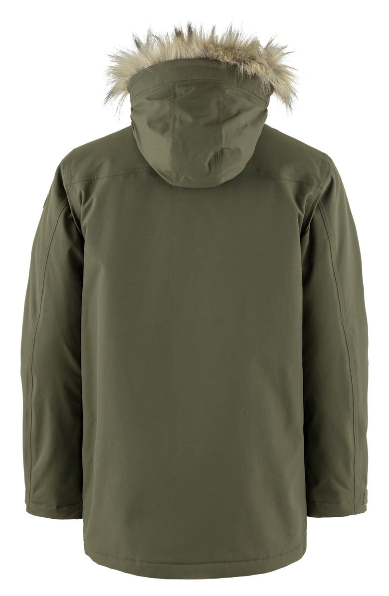 Fjällräven Nuuk Lite Waterproof Parka With Faux Fur Trim, Alternate, color, Laurel Green