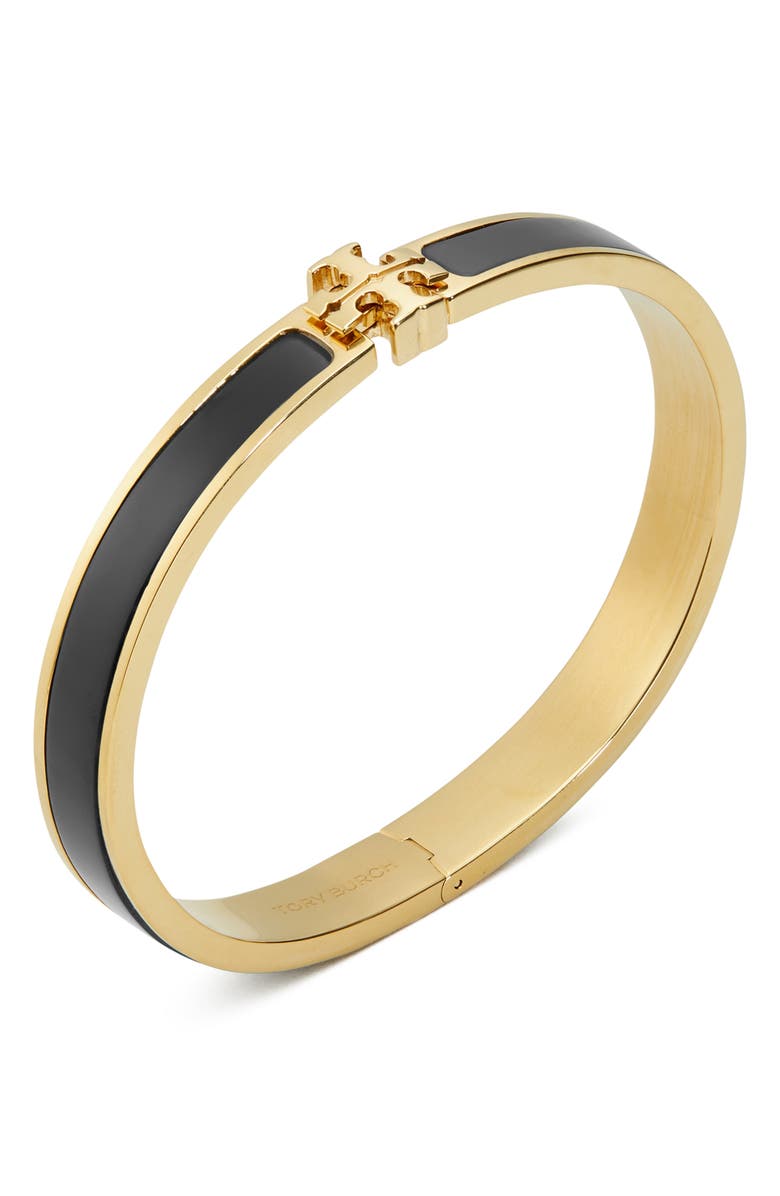 Tory Burch Medium Icon Enamel Bracelet, Alternate, color, Tory Gold / Black