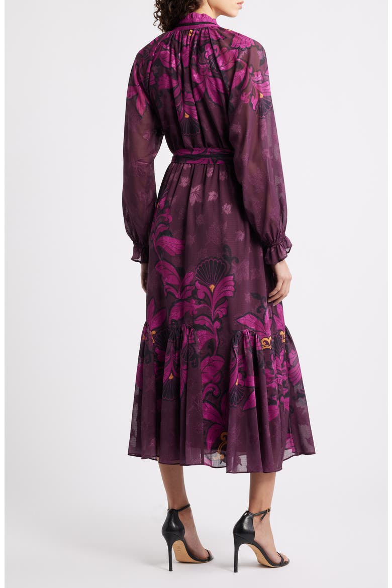 Natalie Metallic Mixed Print Long Sleeve Dress, Alternate, color, BURGUNDY MULTI