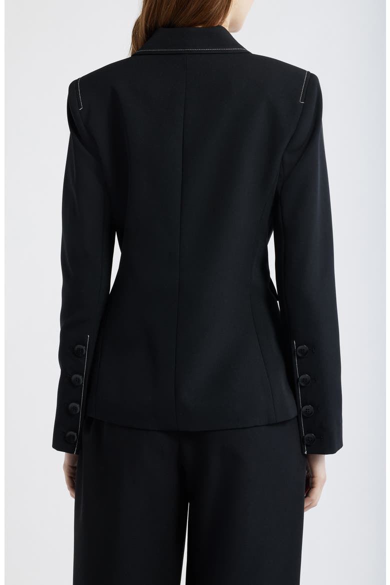 Topstitch One-Button Blazer, Alternate, color, BLACK WHITE