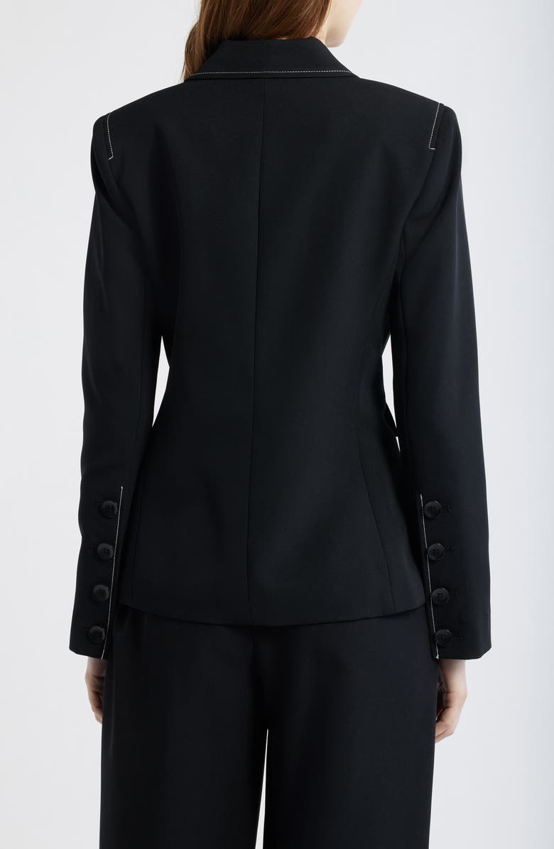 Tahari ASL Topstitch One-Button Blazer, Alternate, color, Black White