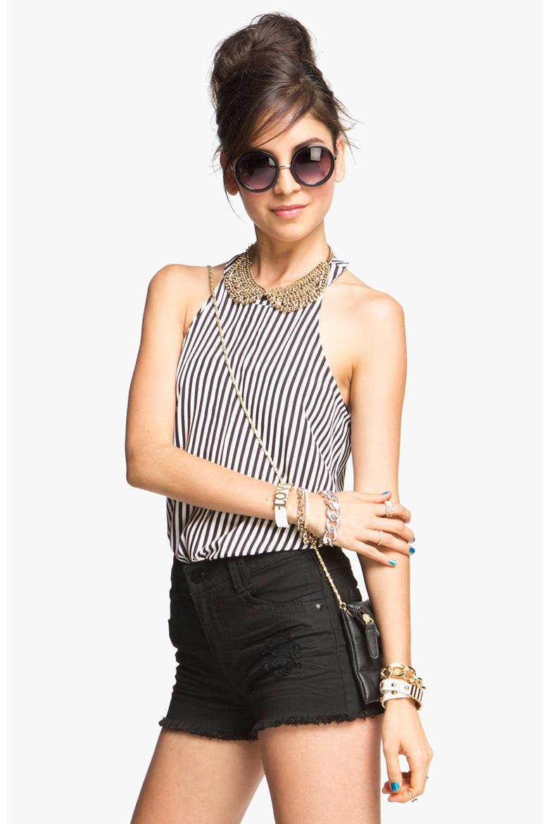 Cutaway Stripe Top, Main, color, BLACK/ WHITE