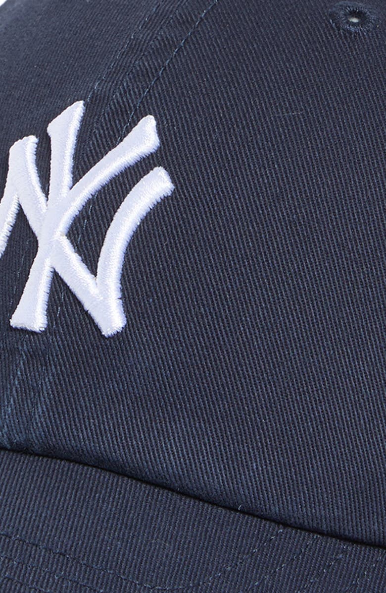 Sporty & Rich Yankees Serif Cotton Twill Baseball Cap, Alternate, color, Dark Navy