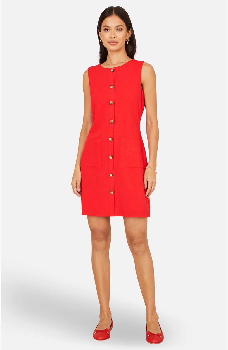 Yumi Button Detail Shift Dress, Alternate, color, Red
