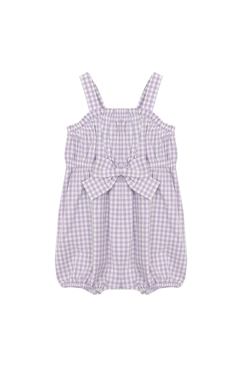 Mabel + Honey Super Bloom Baby Romper with Bow, Main, color, Purple