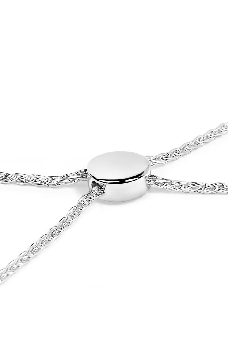 Haus of Brilliance .925 Sterling Silver Diamond Accent Heart Infinity Bolo Adjustable Bracelet, Alternate, color, White