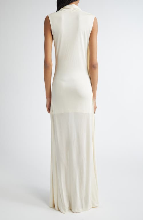 Totême Toteme Overlapped Scarf Sheer Stretch Jersey Maxi Dress In Neutral
