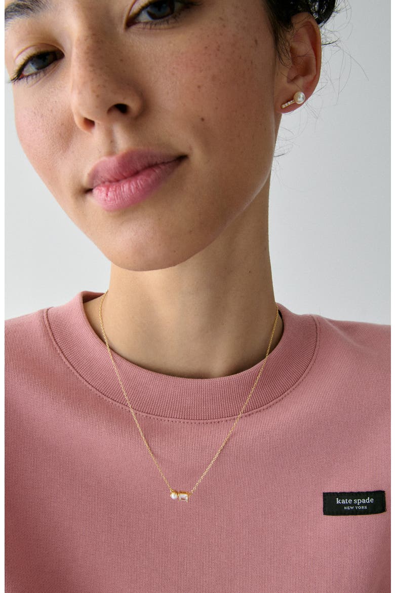 dear bestie pendant necklace, Alternate, color, CREAM/ CLEAR/ GOLD