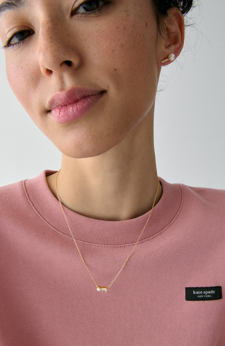 Kate Spade New York dear bestie pendant necklace, Alternate, color, Cream/ Clear/ Gold