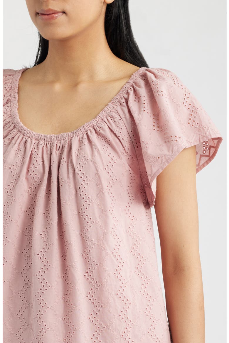 Eyelet Embroidered Peasant Top, Alternate, color, DUSTY PINK