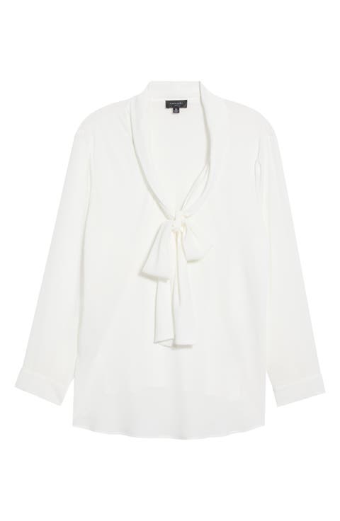 Tie Neck Long Sleeve Shirt