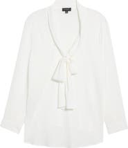Tahari ASL Tie Neck Long Sleeve Shirt