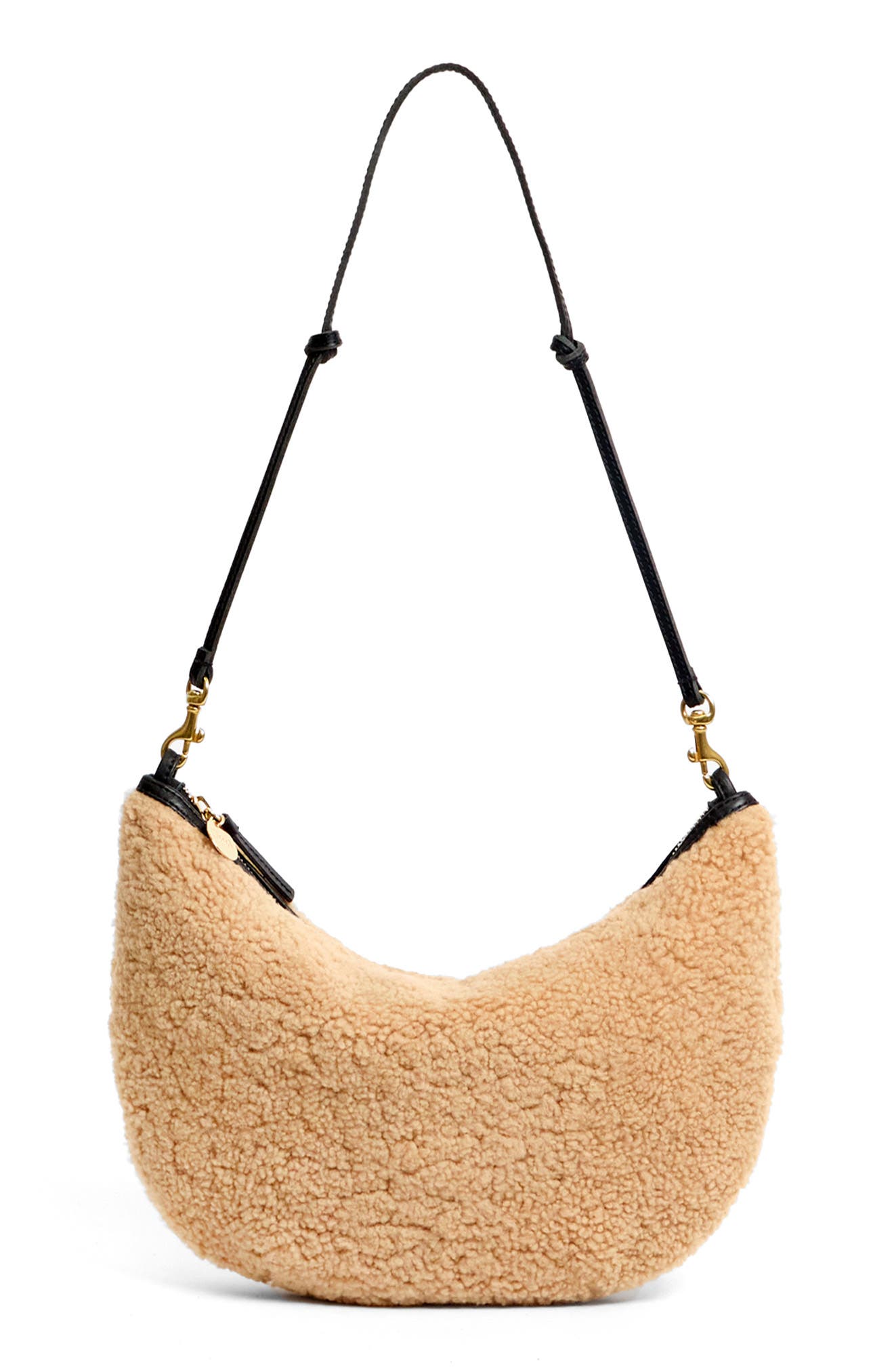 Clare V. Lune Genuine Shearling Shoulder Bag, Main, color, 