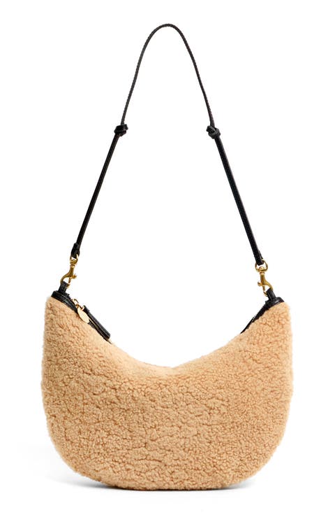 Lune Genuine Shearling Shoulder Bag
