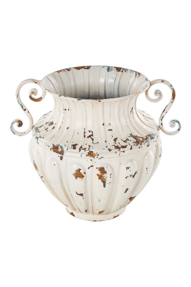 Flecked Metal Vase, Main, color, CREAM