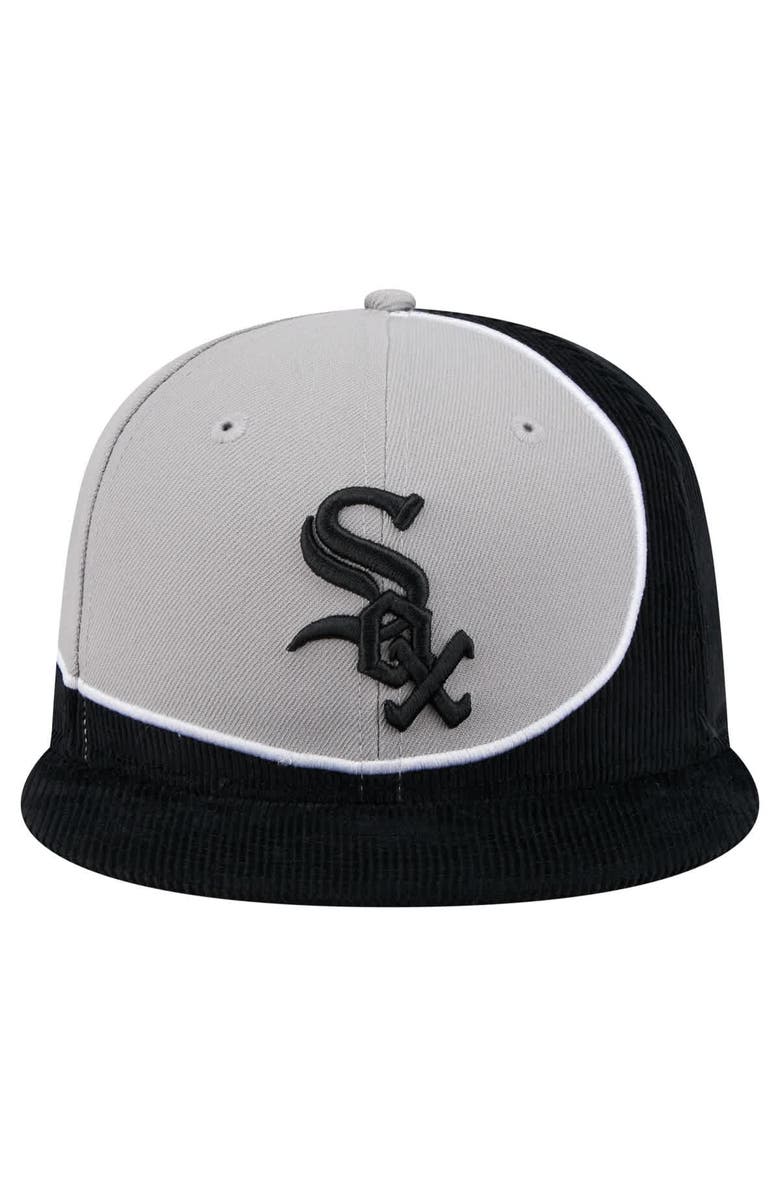 New Era Men's New Era Black/Gray Chicago White Sox Retro Split Corduroy Snapback Hat, Alternate, color, Black