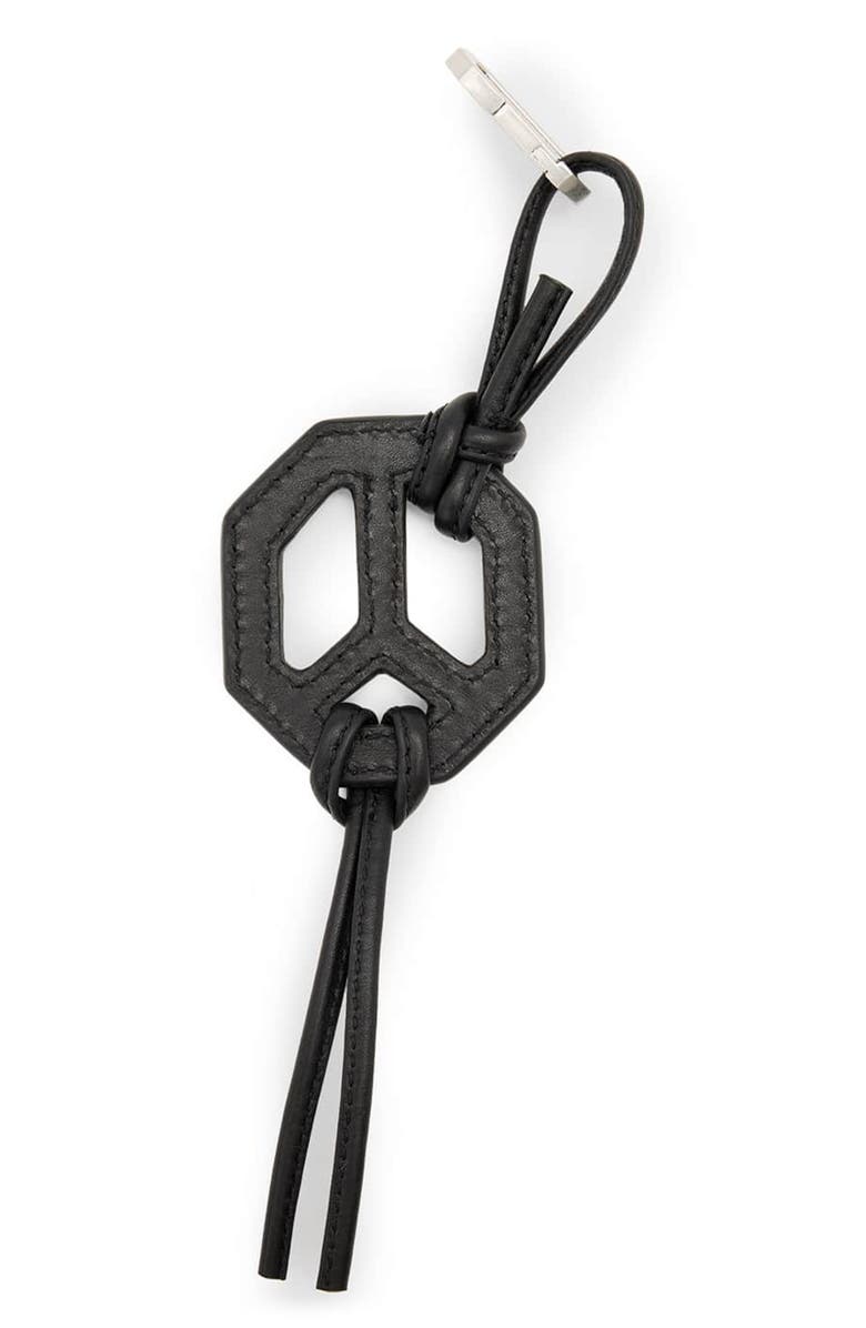 AllSaints Peace Leather Bag Charm, Alternate, color, Black