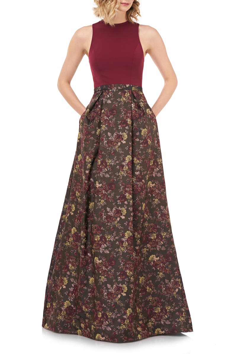 Kay Unger Mikela Floral Ballgown, Main, color,