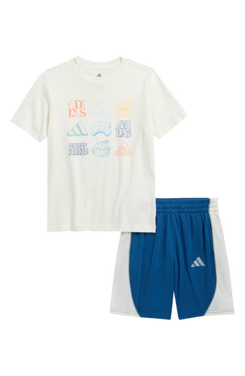 Kids' 3-Stripes T-Shirt & Mesh Shorts Set (Big Kid)