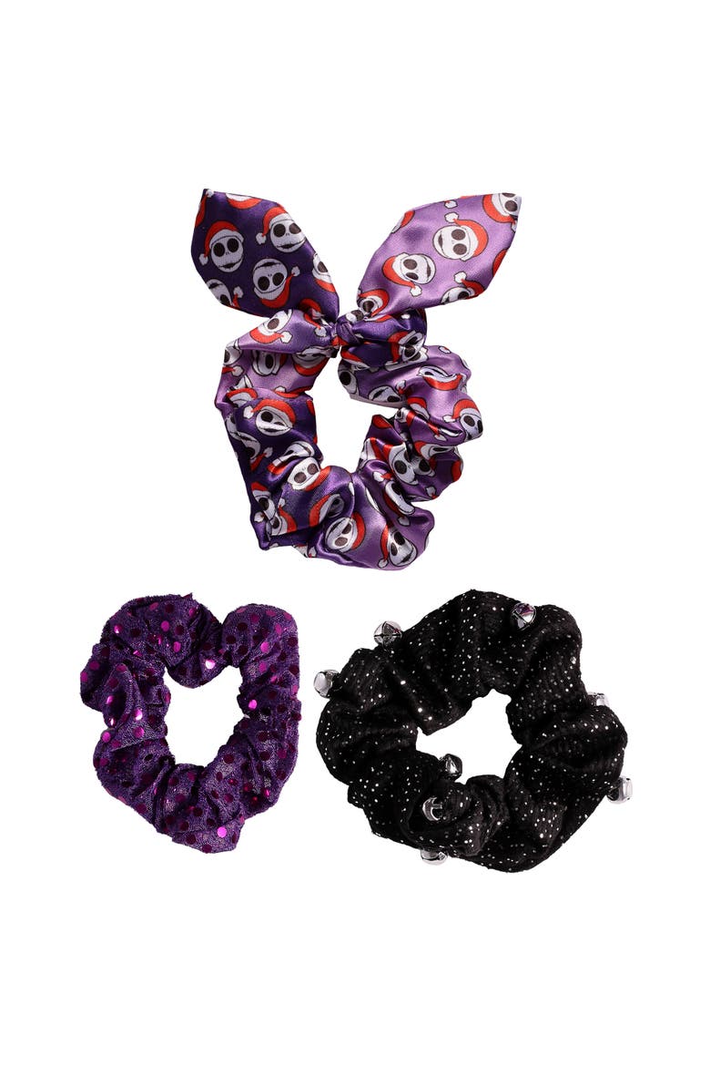 The Nightmare Before Christmas Hair Scrunchies 3-Piece Set Official License, Main, color, Purple