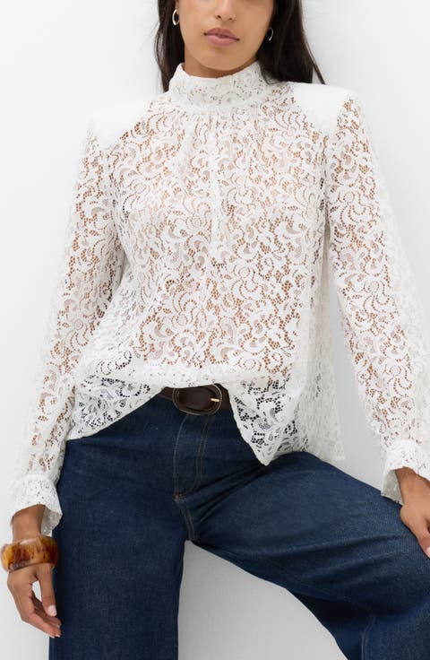Lace Shoulder Pad Top