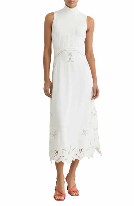 Phoenix Mixed Media Embroidered Eyelet Detail Dress