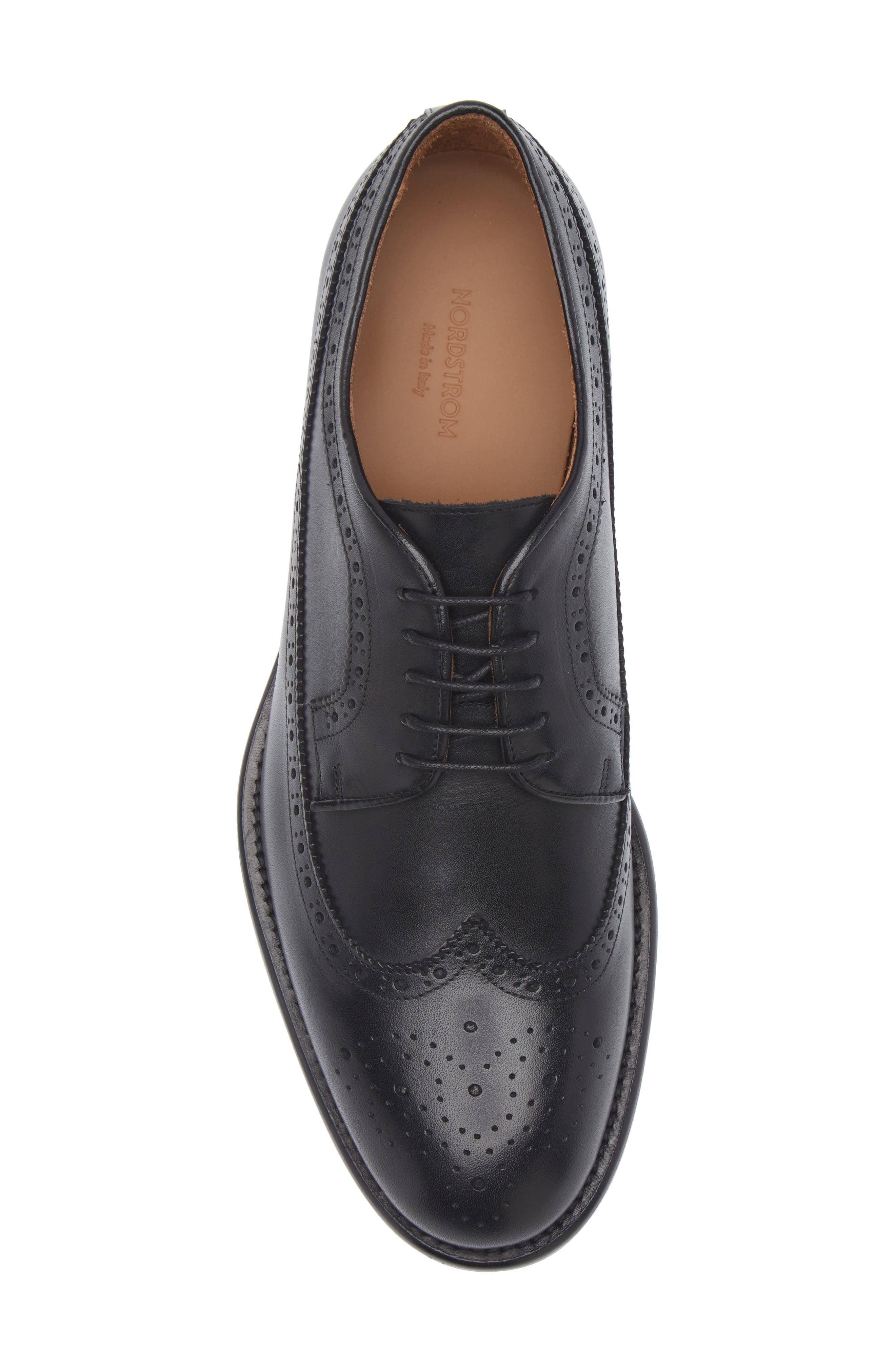 Nordstrom Italian Collection Barolo Wingtip Derby, Alternate, color, Black Leather