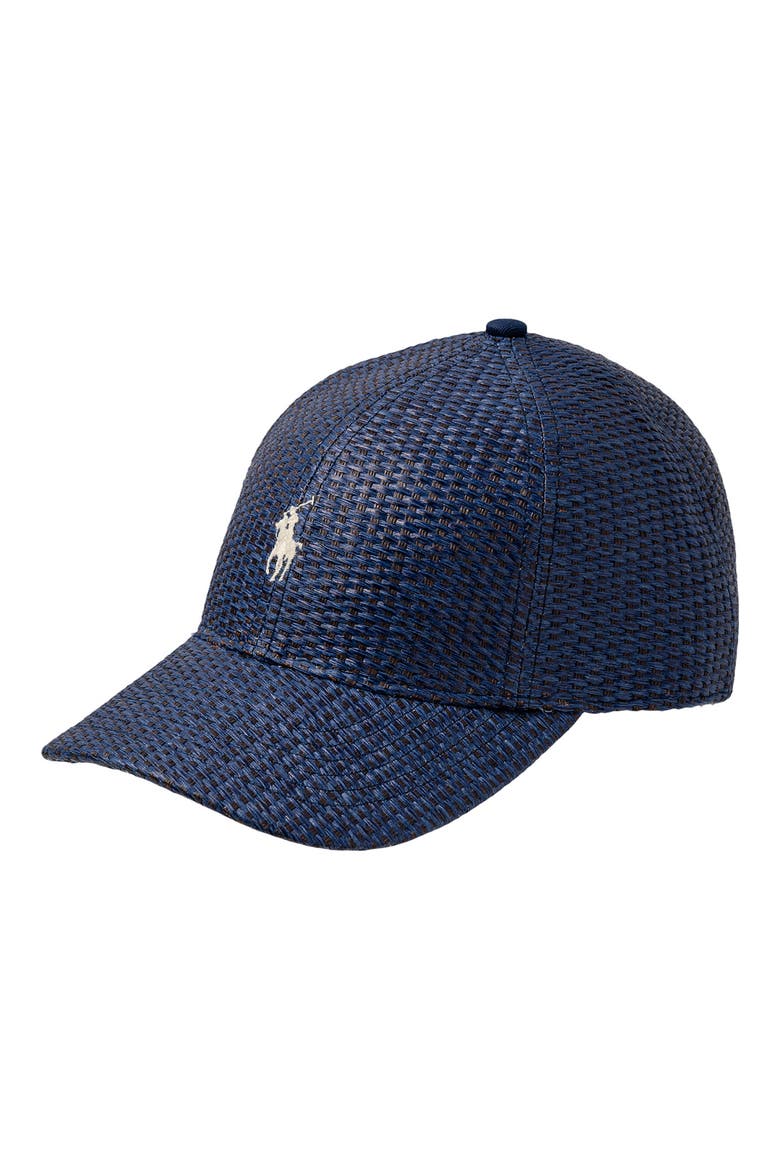 Embroidered Logo Straw Baseball Cap, Main, color, CAPRI BLUE