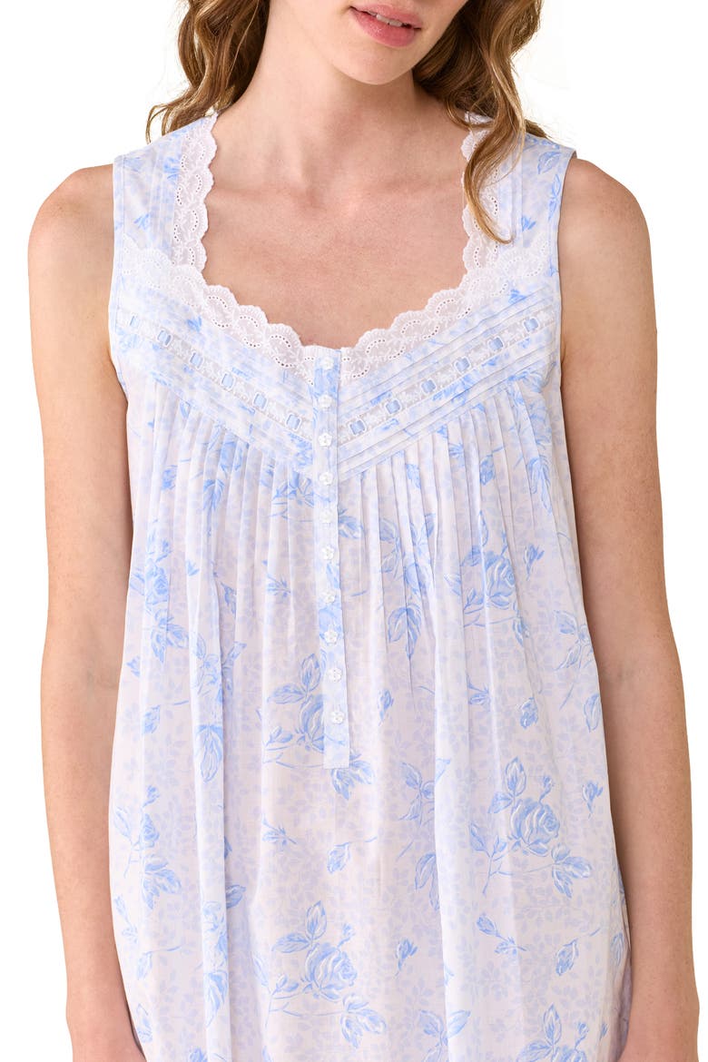 Sleeveless Cotton Woven Lawn Ballet Nightgown, Alternate, color, WHITE BLUE