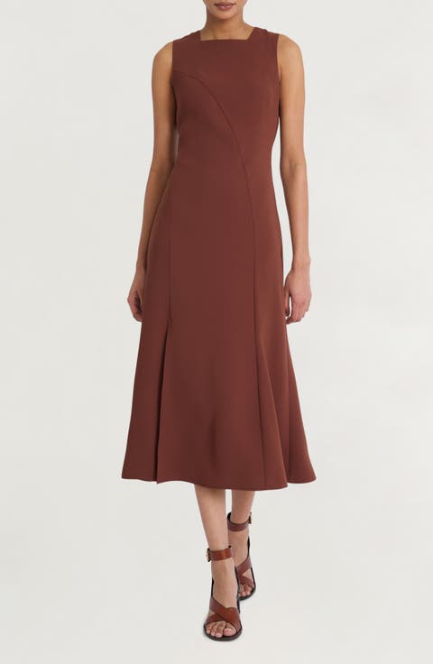 Sleeveless Square Neck Midi Dress