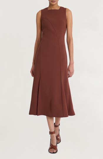 LUXELY LUXELY SLEEVELESS SQUARE NECK MIDI DRESS