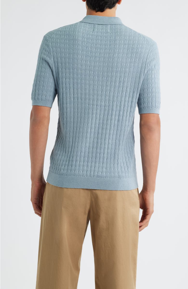 Wax London Naples Diamond Stitch Cotton & Cashmere Polo Sweater, Alternate, color,