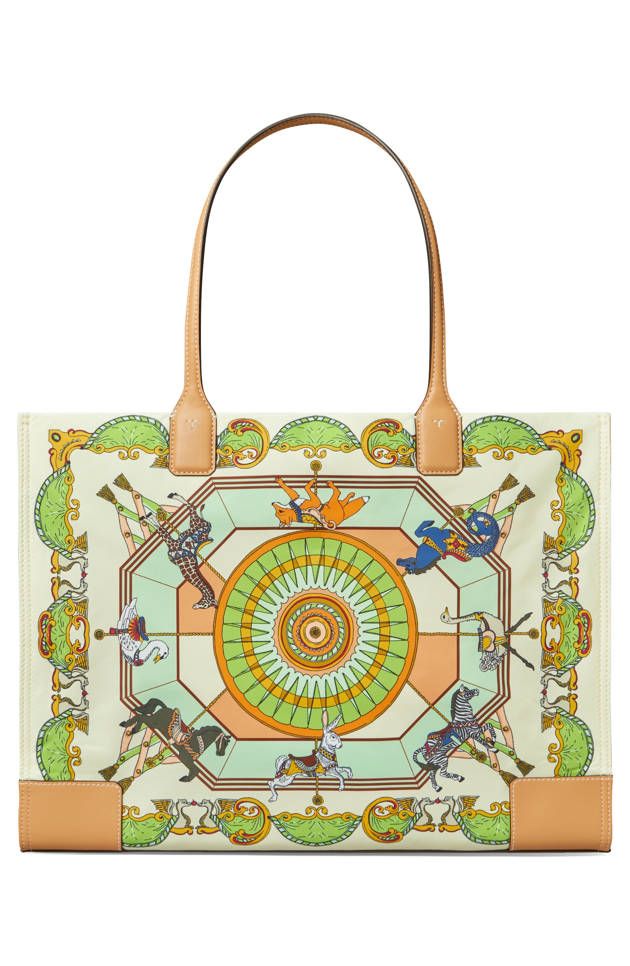 Ella Print Tote, Alternate, color, FRENCH CREAM CAROUSEL