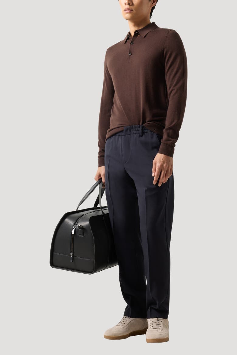 Knitted Polo Long-Sleeved Top Jake, Alternate, color, Dark brown