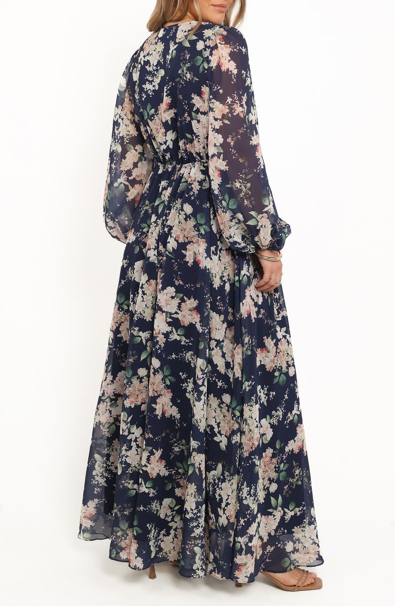 Petal & Pup Anisa Long Sleeve Floral Maxi Dress, Alternate, color, Navy Floral